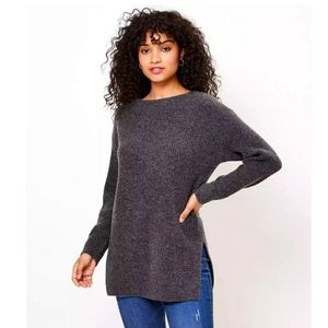 Loft Ribbed Boat-neck Tunic Sweater